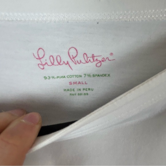 Lilly Pulitzer White Blouse with Three-Quarter Sleeves Size Small - Picture 3 of 10